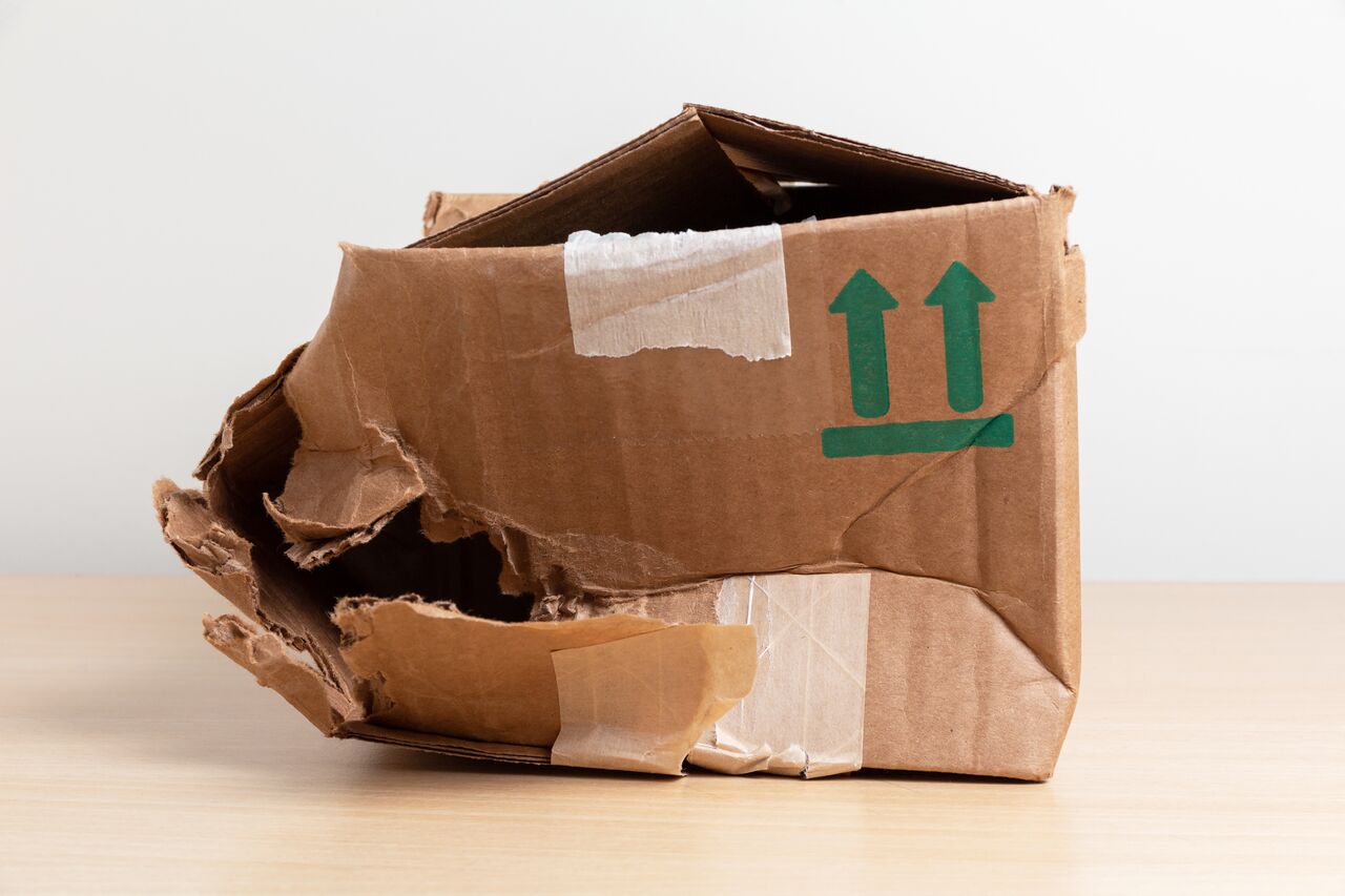 damaged cardboard box