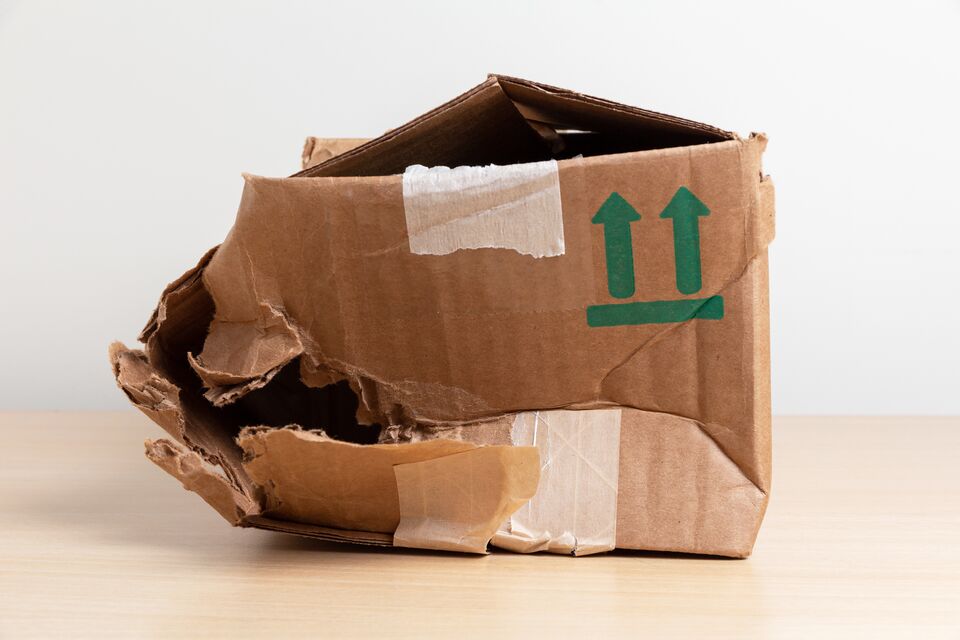 damaged cardboard box