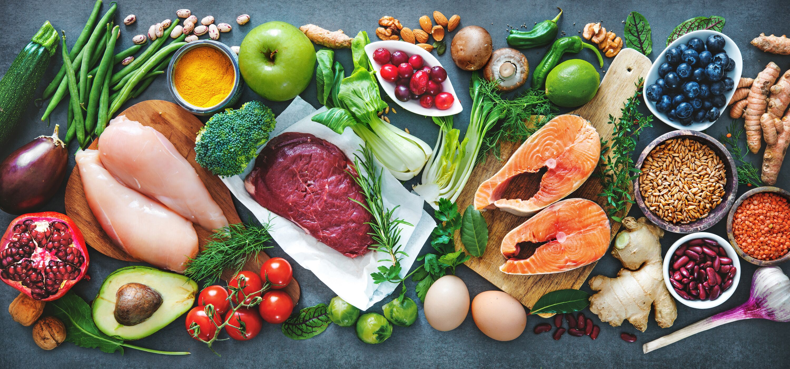 Balanced diet food background