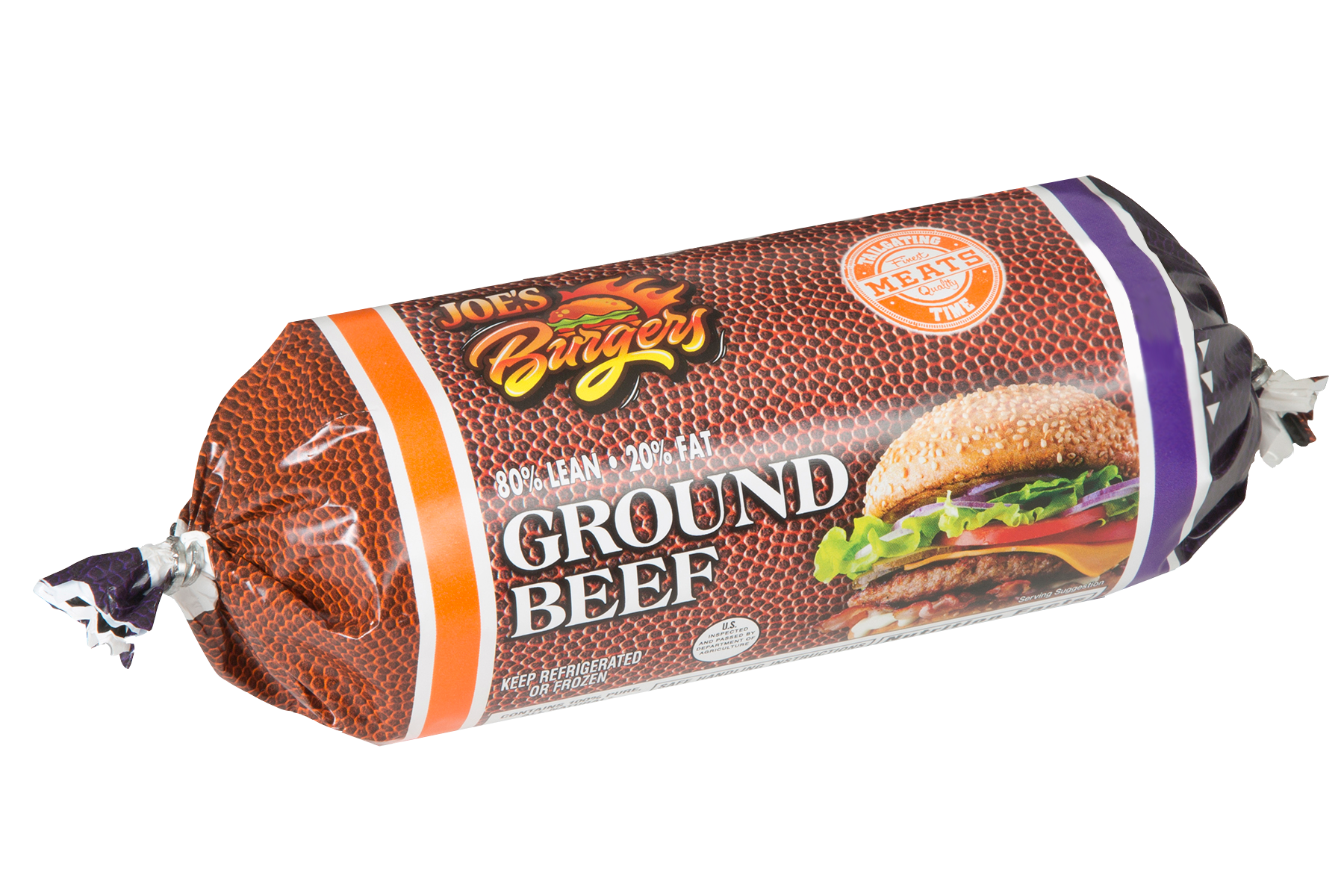 clipped chub film with fresh red meat ground beef