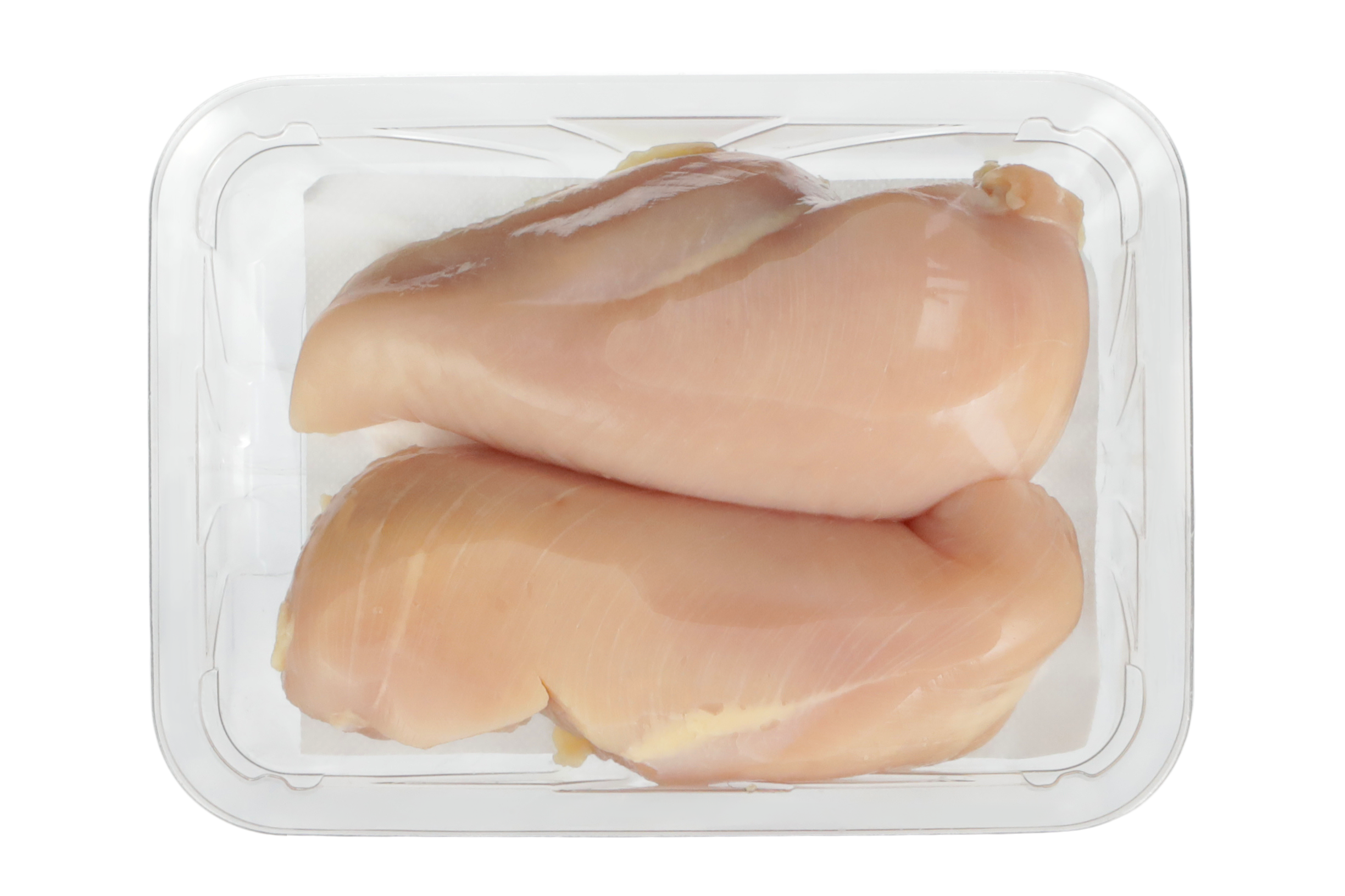 CRYOVAC brand SES Overwrap Film on clear tray with chicken thighs